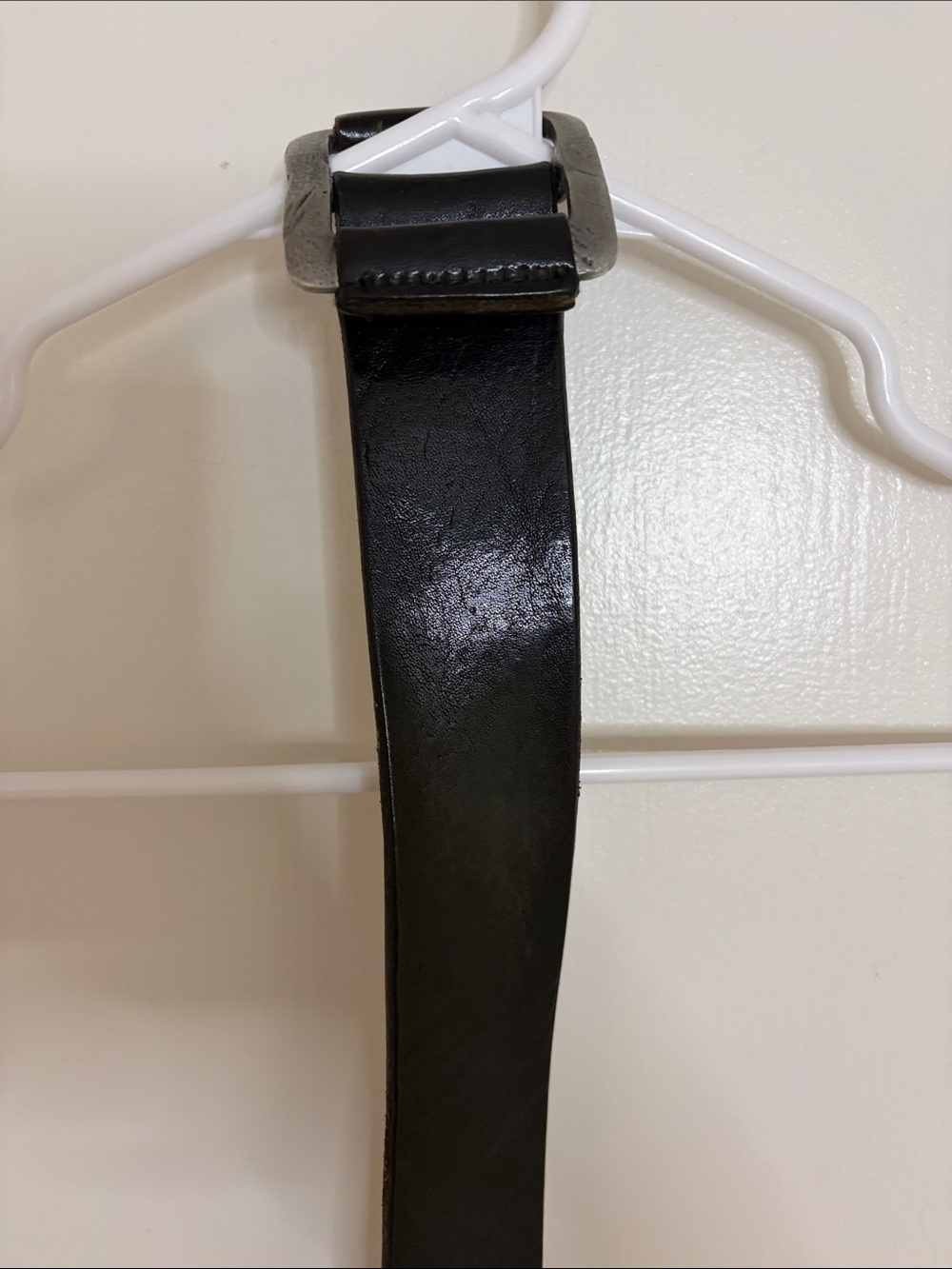 Men’s Black Leather Belt with Silver Buckle